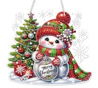 Lxmsja Christmas Hanging Ornaments with Chain, Special Shaped Diamond Art Painting Kits for Adults Beginners, Snowman Pendant Crystal Gem Art Kits Christmas Gifts for Home Decor