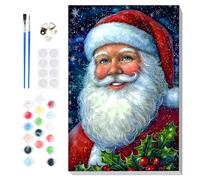 Lxmsja Christmas Paint by Numbers for Adults Beginners with Frame, Santa Claus Painting by Numbers on Canvas, DIY Acrylic Painting Kit Art and Crafts Christmas Gifts for Home Wall Decor, 8x12inch