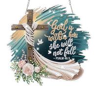 Lxmsja Cross Diamond Art Hanging Kits for Adults, Diamond Art Suncatchers Easter, 5D Special Shape Diamond Painting Pendant Window Ornament Easter Gifts for Home Wall Garden Decor