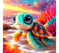 Lxmsja Cute Sea Turtle Diamond Art Kits Adults Beginners, 5D Diamond Painting Ocean Kits, DIY Full Drill Diamond Painting Embroidery Crystal Gem Art Kits for Home Wall Decor Gifts, 30x30cm