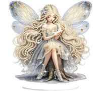 Lxmsja Diamond Art Fariy Desktop Ornaments, Special Shaped 5D Diamond Painting Kits for Adults Beginners Kids, Fariy Crystal Gem Art Painting Kits for Home Table Decor Crafts Gifts