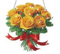 Lxmsja Diamond Art Hanging Rose Ornaments with Chain, Special Shaped Diamond Painting Flowers Pendant Kits for Adults, Crystal Gem Art Suncatchers Kits, Mother's Day Gifts for Home Decor
