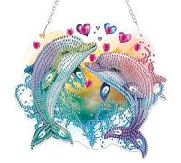 Lxmsja Dolphin Diamond Art Hanging Ornaments with Chain, Special Shaped Diamond Art Painting Kits for Adults Beginners, Animals Diamond Pendant Crystal Gem Art Kits Christmas Gifts for Home Decor
