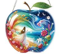 Lxmsja Dreamy Apple Diamond Art Hanging Kits for Adults, Diamond Art Suncatchers Beach, 5D Special Shape Diamond Painting Fariy Pendant Window Ornament Gifts for Home Decor