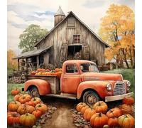Lxmsja Fall Diamond Art Kits Adults Beginners, 5D Farm Diamond Painting Kits for Adults, DIY Full Drill Pumpkin Truck Diamond Painting Crystal Gem Art Kits Halloween Gifts for Home Wall Decor 30x30cm
