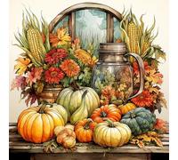 Lxmsja Fall Diamond Art Kits Adults Beginners, 5D Vegetable Diamond Painting Kits for Adults, DIY Full Drill Pumpkin Diamond Painting Crystal Gem Art Kits Halloween Gifts for Home Wall Decor 30x30cm