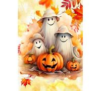 Lxmsja Fall Ghost Diamond Art Kits Adults Beginners, 5D Landscape Diamond Painting Kits for Adults, DIY Full Drill Autumn Diamond Painting Crystal Gem Art Kits Halloween Gifts for Home Decor 30x40cm