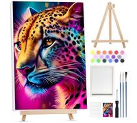 Lxmsja Framed Paint by Numbers Cheetah for Adults Beginner with Wooden Easel, Animal Painting by Numbers for Adults on Canvas, DIY Acrylic Painting Kit Art and Crafts for Home Wall Decor, 8x12inch