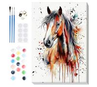 Lxmsja Framed Paint by Numbers for Adults Beginner with Wooden Easel, Horse Painting by Numbers for Adults on Canvas, DIY Acrylic Painting Kit Art and Crafts for Home Wall Decor, 8x12inch