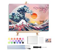 Lxmsja Framed Paint by Numbers for Adults Beginner with Wooden Easel, Landscape Painting by Numbers for Adults on Canvas, DIY Acrylic Painting Kit Art and Crafts for Home Wall Decor, 8x12inch