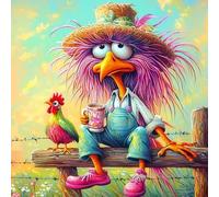 Lxmsja Funny Farm Bird Diamond Art Kits Adults Beginners, 5D Diamond Painting Chicken Kits, DIY Full Drill Diamond Painting Embroidery Crystal Gem Art Kits for Home Wall Decor 30x30cm