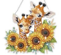 Lxmsja Giraffe Diamond Art Hanging Ornaments with Chain, Crystal Gem Painting Kits for Adults Beginners Kids, Pendant Art for Home Wall Decor and New Home Gifts