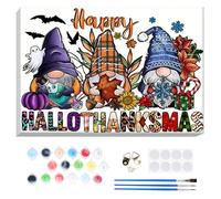 Lxmsja Gnome Paint by Numbers for Adults Children with Frame, Halloween Painting by Numbers for Adults on Canvas, DIY Christmas Painting Kit Art and Crafts Gifts for Home Wall Decor, 8x12inch