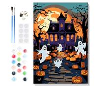 Lxmsja Halloween Paint by Numbers for Adults Beginner with Frame, Castle Painting by Numbers on Canvas, DIY Acrylic Painting Kit Art and Crafts Gifts for Home Wall Decor, 8x12inch