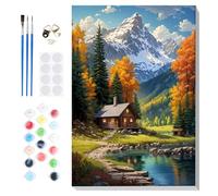 Lxmsja Landscape Paint by Numbers for Adults Beginner with Frame, Mountain Painting by Numbers for Adults on Canvas, DIY Acrylic Oil Painting Kit Art and Crafts Gifts for Home Wall Decor, 8x12inch