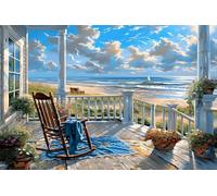 Lxmsja Landscape Paint by Numbers for Adults Beginner with Frame, Sea Beach Painting by Numbers for Adults on Canvas, DIY Acrylic Oil Painting Kit Art and Crafts Gifts for Home Wall Decor, 8x12inch