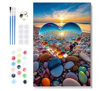 Lxmsja Landscape Paint by Numbers for Adults Beginner with Frame, Seaside Beach Painting by Numbers for Adults on Canvas, DIY Acrylic Painting Kit Art and Crafts Gifts for Home Wall Decor, 8x12inch