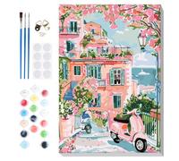 Lxmsja Landscape Paint by Numbers for Adults Beginner with Frame, Street View Painting by Numbers for Adults on Canvas, DIY Acrylic Oil Painting Kit Art and Crafts Gifts for Home Wall Decor, 8x12inch