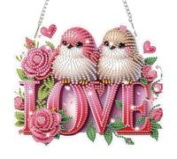 Lxmsja Love Diamond Art Hanging Ornaments with Chain, Special Shaped Diamond Painting Birds Pendant Kits for Adults, Crystal Gem Art Suncatchers Kits, Mother's Day Gifts for Home Decor