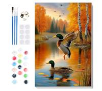 Lxmsja Mallard Duck Framed Paint by Numbers for Adults Beginners, Autumn Painting by Numbers on Canvas, DIY Acrylic Fall Painting Art and Crafts Kit Gifts for Home Wall Decor, 8x12in
