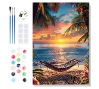Lxmsja Paint by Numbers Beach for Adults Beginners with Frame, Painting by Numbers Seascape on Canvas, DIY Acrylic Landscape Painting Art and Crafts Kit Gifts for Home Wall Decor, 8x12in