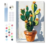 Lxmsja Paint by Numbers Cactus for Adults Beginners with Frame, Painting by Numbers Potted Plant on Canvas, DIY Acrylic Painting Art and Crafts Kit Gifts for Home Wall Decor, 8x12inch