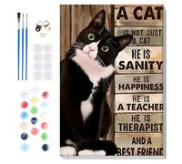 Lxmsja Paint by Numbers Cat for Adults Beginners with Frame, Painting by Numbers Black Cat on Canvas, DIY Acrylic Oil Painting Animal Kit Art and Crafts Gifts for Home Wall Decor, 8x12inch