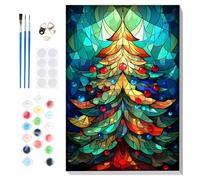 Lxmsja Paint by Numbers Christmas for Adults Beginners with Frame, Painting by Numbers Christmas Tree on Canvas, Diy Acrylic Painting Kit Art and Crafts for Home Wall Decor, 8x12inch