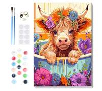 Lxmsja Paint by Numbers Cow Kit for Adults Beginner with Frame, Adult Paint by Numbers Animals Kits on Canvas, Color by Numbers for Adults, Gifts for Women Home Decor, 8x12in