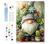 Lxmsja Paint by Numbers Gnome for Adults Beginners with Frame, Painting by Numbers Succulents on Canvas, DIY Acrylic Oil Painting Kit Art and Crafts Gifts for Home Wall Decor, 8x12inch
