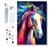 Lxmsja Paint by Numbers Horse for Adults Beginner with Frame, Horse Painting by Numbers for Adults on Canvas, DIY Acrylic Animals Painting Kit Art and Crafts Gifts for Home Wall Decor, 8x12inch