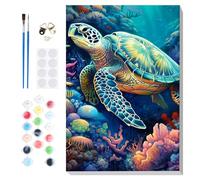 Lxmsja Paint by Numbers Kit for Adults Beginner Children with Frame, Sea Turtle Adult Kids' Paint by Numbers Kits on Canvas, Color by Numbers for Adults, Gifts for Women Home Decor, 8x12in