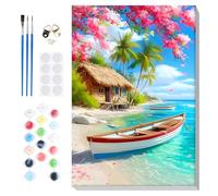 Lxmsja Paint by Numbers Landscape for Adults Beginners with Frame, Painting by Numbers Beach on Canvas, DIY Acrylic Oil Seaside Painting Kit Art and Crafts Gifts for Home Wall Decor, 8x12inch