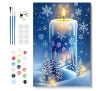 Lxmsja Paint by Numbers Winter for Adults Beginners with Frame, Candle Painting by Numbers on Canvas, Diy Acrylic Painting Kit Art and Crafts for Home Wall Decor, 8x12inch