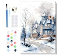 Lxmsja Paint by Numbers Winter for Adults Beginners with Frame, Painting by Numbers Snow Scene on Canvas, Diy Acrylic Painting Kit Art and Crafts for Home Wall Decor, 8x12inch