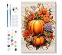 Lxmsja Pumpkin Paint by Numbers for Adults Children with Frame - 12x16inch, Halloween Painting by Numbers for Adults on Canvas, DIY Acrylic Painting Kit Art and Crafts Gifts for Home Wall Decor