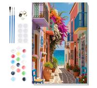 Lxmsja Street Scene Paint by Numbers for Adults Beginners with Frame, Painting by Numbers Landscape on Canvas, DIY Acrylic Painting Art and Crafts Kit Gifts for Home Wall Decor, 8x12in