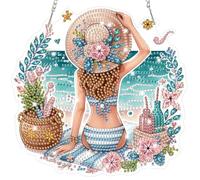 Lxmsja Summer Diamond Art Hanging Kits for Adults, Diamond Art Suncatchers Beach Vacation, 5D Special Shape Diamond Painting Pendant Window Ornament Gifts for Home Wall Door Garden Decor