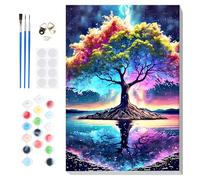 Lxmsja Tree of Life Paint by Numbers for Adults Beginner with Frame, Landscape Painting by Numbers for Adults on Canvas, DIY Acrylic Painting Kit Art and Crafts Gifts for Home Wall Decor, 8x12inch