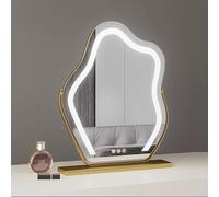Lxndsf Vanity Mirror with LED Lights, 360° Rotation Tabletop Makeup Mirror, 3 Light Modes, Adjustable Brightness, Hollywood Cloud Shape, 45CM/17.7IN
