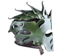 Lxomus PU Leather Retro Elf Knight Helmet, Medieval Viking Warrior Adjustable Mask with Rivets for Halloween Larp, Renaissance Costume Accessories, Protective Armor,Green