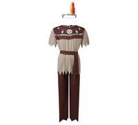 Lxootd Adults Indigenous Savage Costume Creative Halloween Cosplay Matching Outfit for Halloween Cosplay Party (Brown Men, One Size)