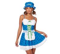 Lxootd Women Vintage Bavarian Costume for Halloween Cosplay Beer Carnival | Adjustable spaghetti strap, front cross strap and tie-up bow, apron decor