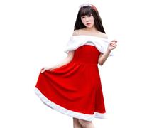 Lxootd Womens Christmas Santa Dress Deluxe Mrs.Claus Costume Mean Girls Costume Corset Skirt Headband Choker Gloves Set (White, ONE SIZE)