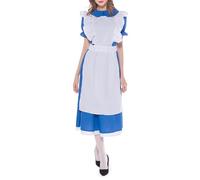 Lxootd Womens Maid Costumes Classic Dress Apron and Headpiece Set for Halloween Cosplay Role-Playing Party Outfits (Blue, M)