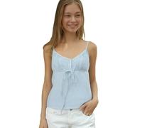 Lxootd Women's Y2K Babydoll Tank Tops Stylish Dot Print Bow Loose Hem V Neck Spaghetti Strap Going Out Cami Tops (A-Light Blue, S)