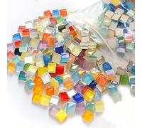 Lxoraziy 1000g Mixed Color Crystal Mosaic Tiles, Decorative Mosaic Tiles, 10 x 10 x 4 mm, Square Shape for DIY Arts, Craft Projects(Mix Color Series)