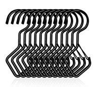 Lxoraziy 12 Pcs Heavy Duty S Hooks 101 mm, S Shaped Metal Hook with Safety Buckle Fixed Securely, for Hanging Pots, Pans, Plants Pots, Coffee Cups (Large,Black)