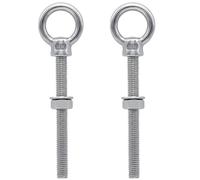 Lxoraziy 2 Pack M10 x 120mm Lifting Long Eye Bolt Longshank with Full Nuts and Washer 316 Stainless Steel, Threaded Eye Bolts for Hanging Item, Lifting and Securing Cables Wires