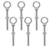 Lxoraziy 6 Pack M8 x 80mm Lifting Long Eye Bolt Longshank with Full Nuts and Washer 316 Stainless Steel, Threaded Eye Bolts for Hanging Item, Lifting and Securing Cables Wires